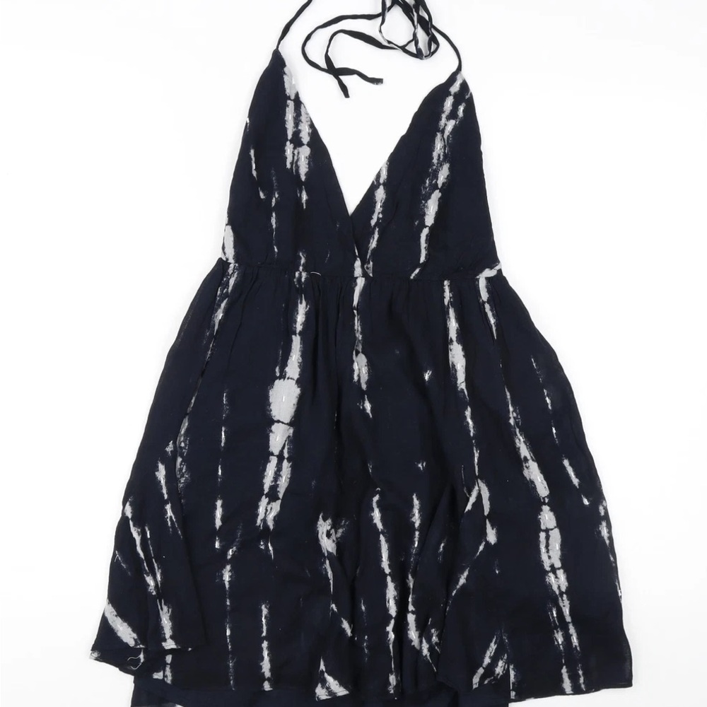 Zara Black and White Tie-Dye Halter Dress